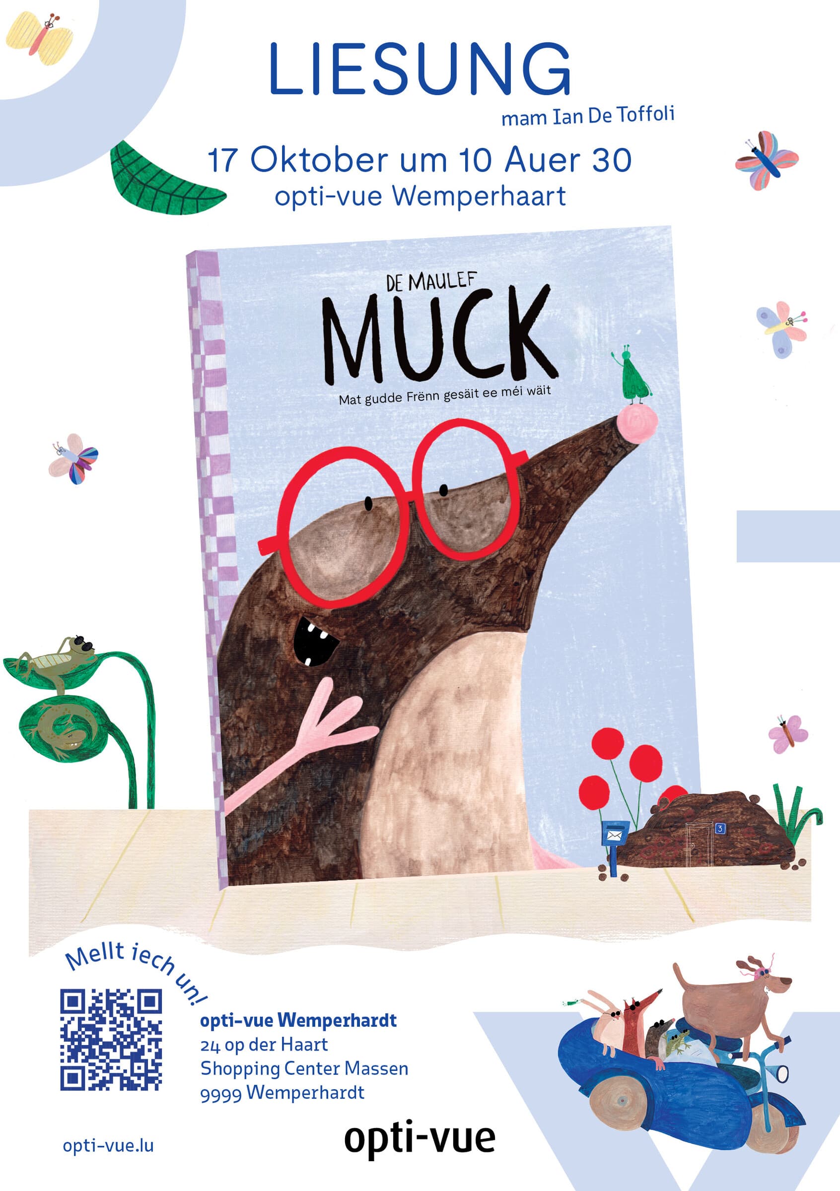 Lecture du livre "De Maulef, Muck - mat gudde Frënn gesäit ee méi wäit"