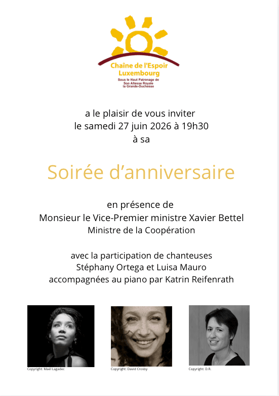 Venez célébrer les 10 ans de Chaîne de l'Espoir Luxembourg !