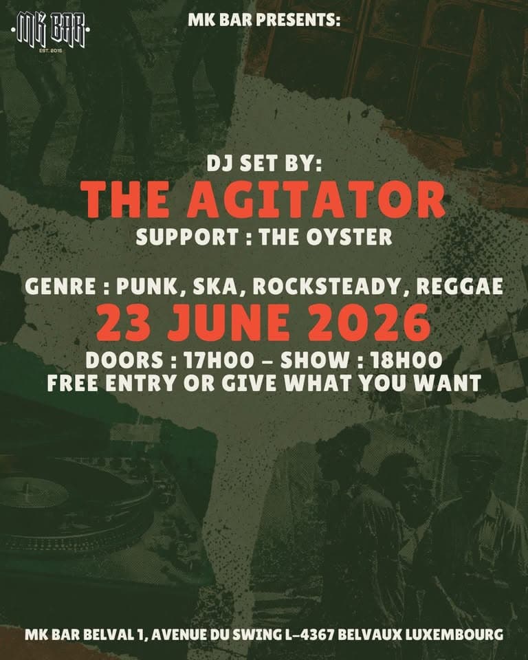 DJ set punk, ska, rocksteady et reggae par The Agitator & The Oyster au MK Bar