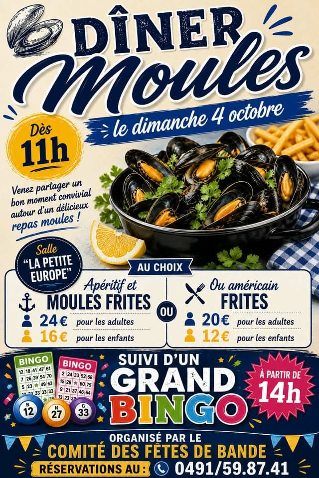 Dîner moules à Bande