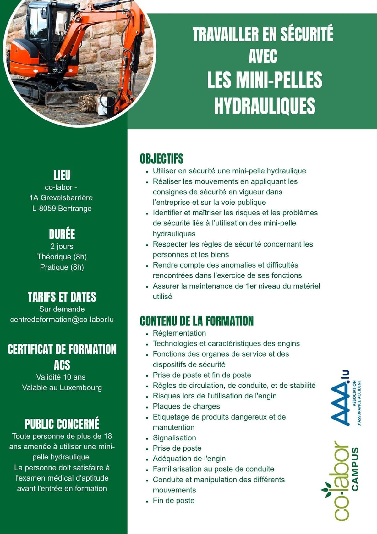 Hydraulic mini digger training