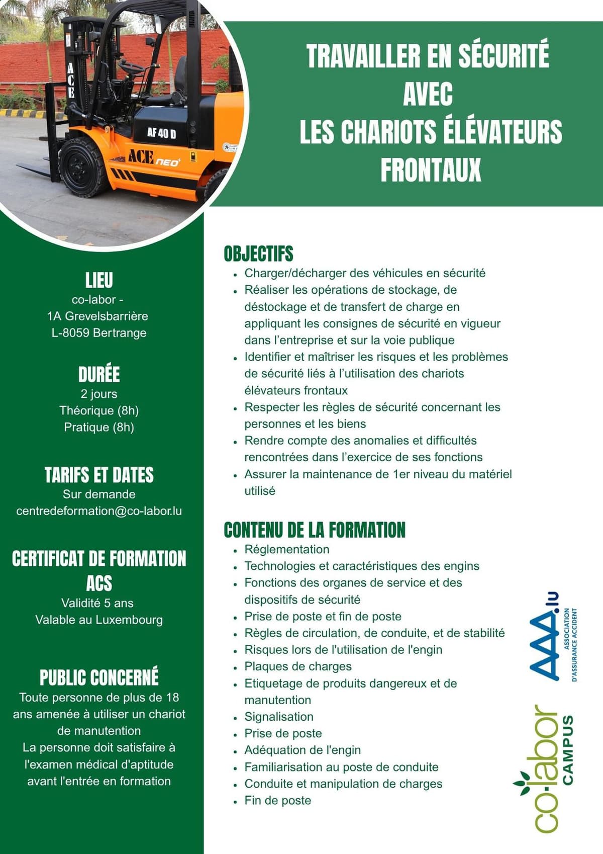 Formation chariots