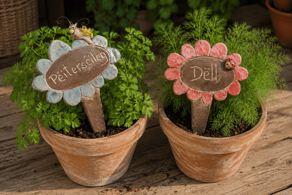Étiquettes de plantes en argile