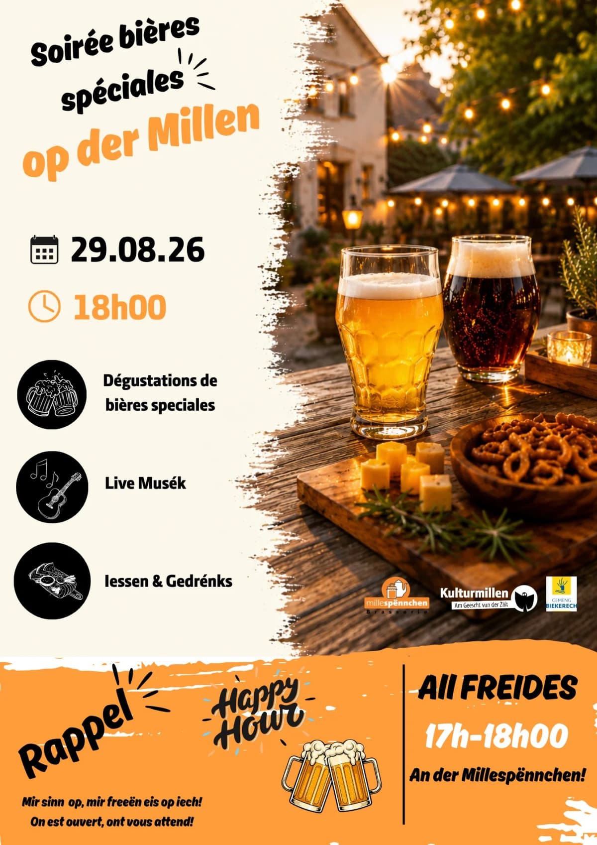 Soirée bières spéciales & BBQ à la brasserie Millespënnchen !