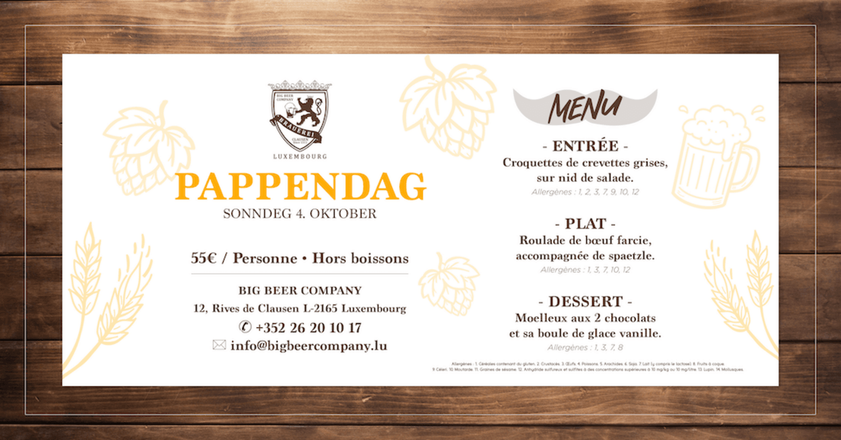 Father's Day Menu