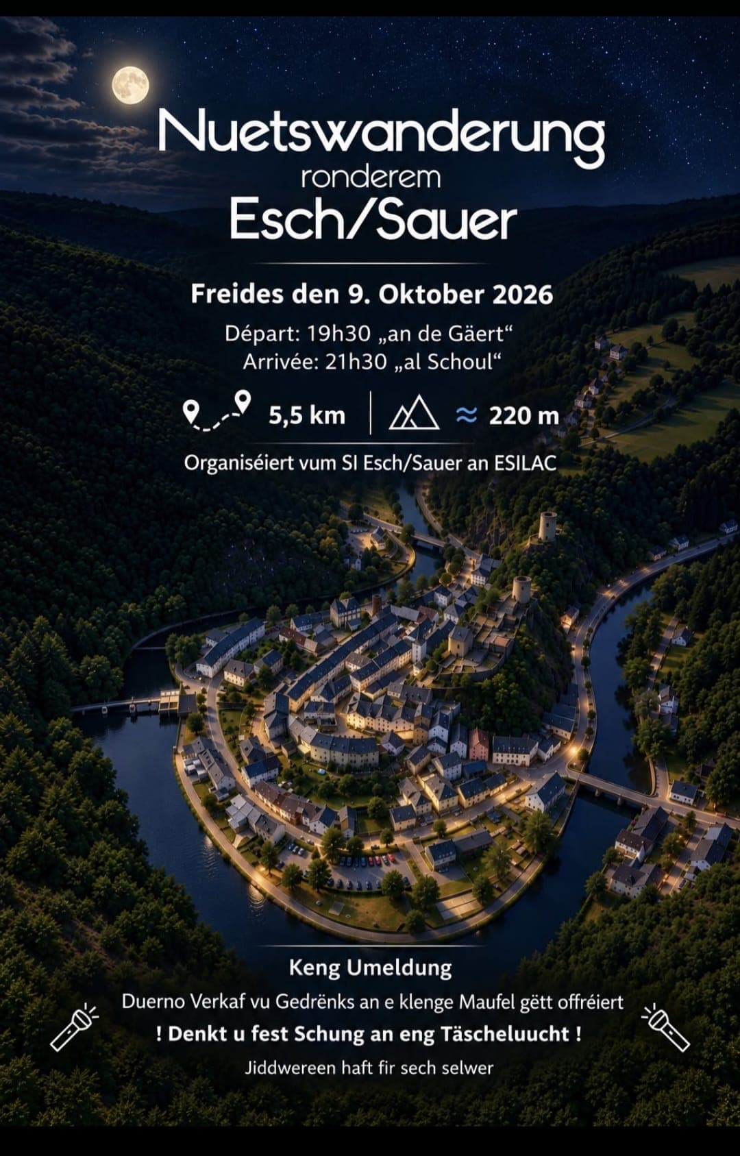 Randonnée nocturne autour d’Esch/Sauer