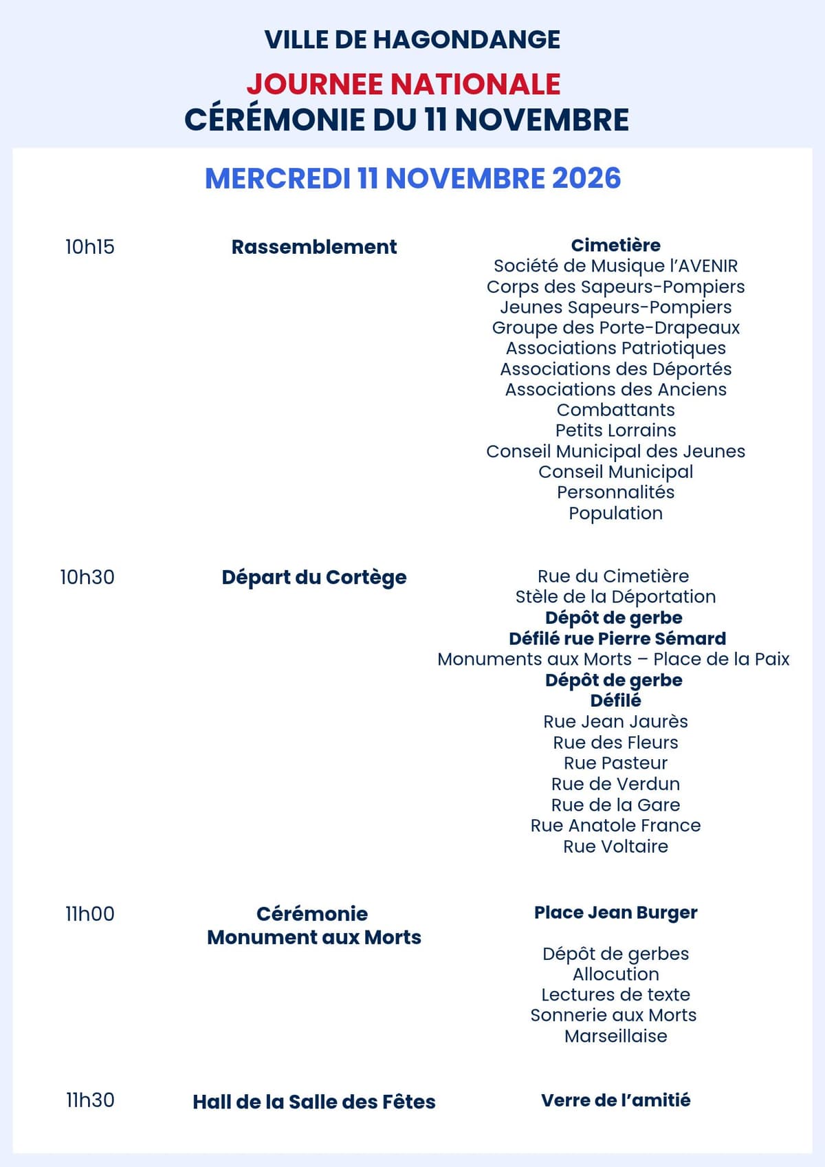 Commemoration of the 108th anniversary of the 11 November 1918 Armistice