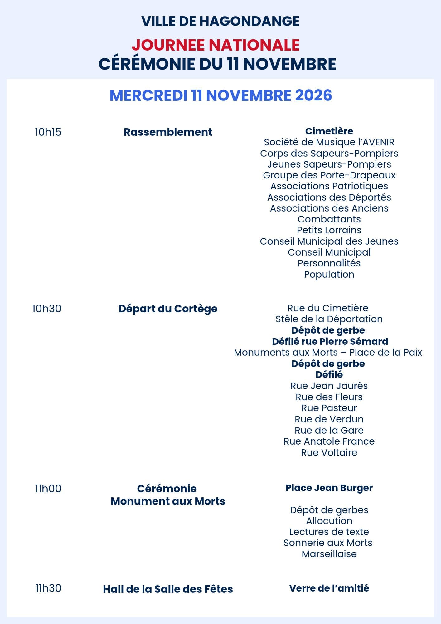 Commemoration of the 108th anniversary of the 11 November 1918 Armistice