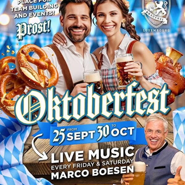 Oktoberfest 2026 – live music avec Marco Boesen – Big Beer Company Luxembourg