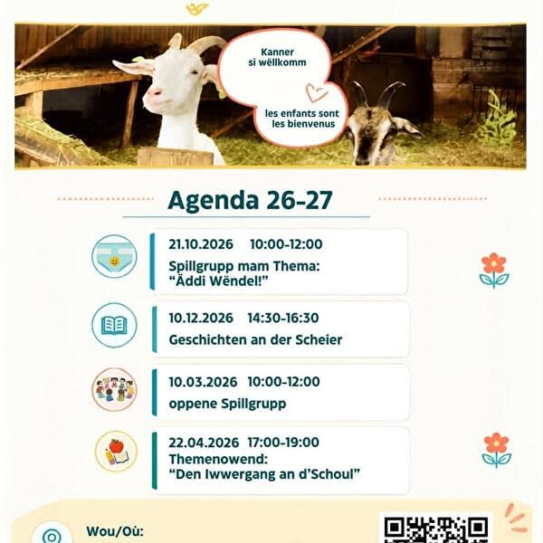 École des parents au Kass-Haff : groupe de jeu thématique « Äddi Wëndel! » (LU)