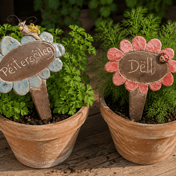 Étiquettes de plantes en argile