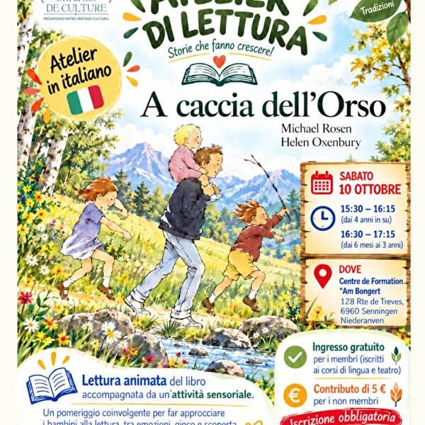 Atelier de lecture en italien pour enfants : « La chasse à l’ours »