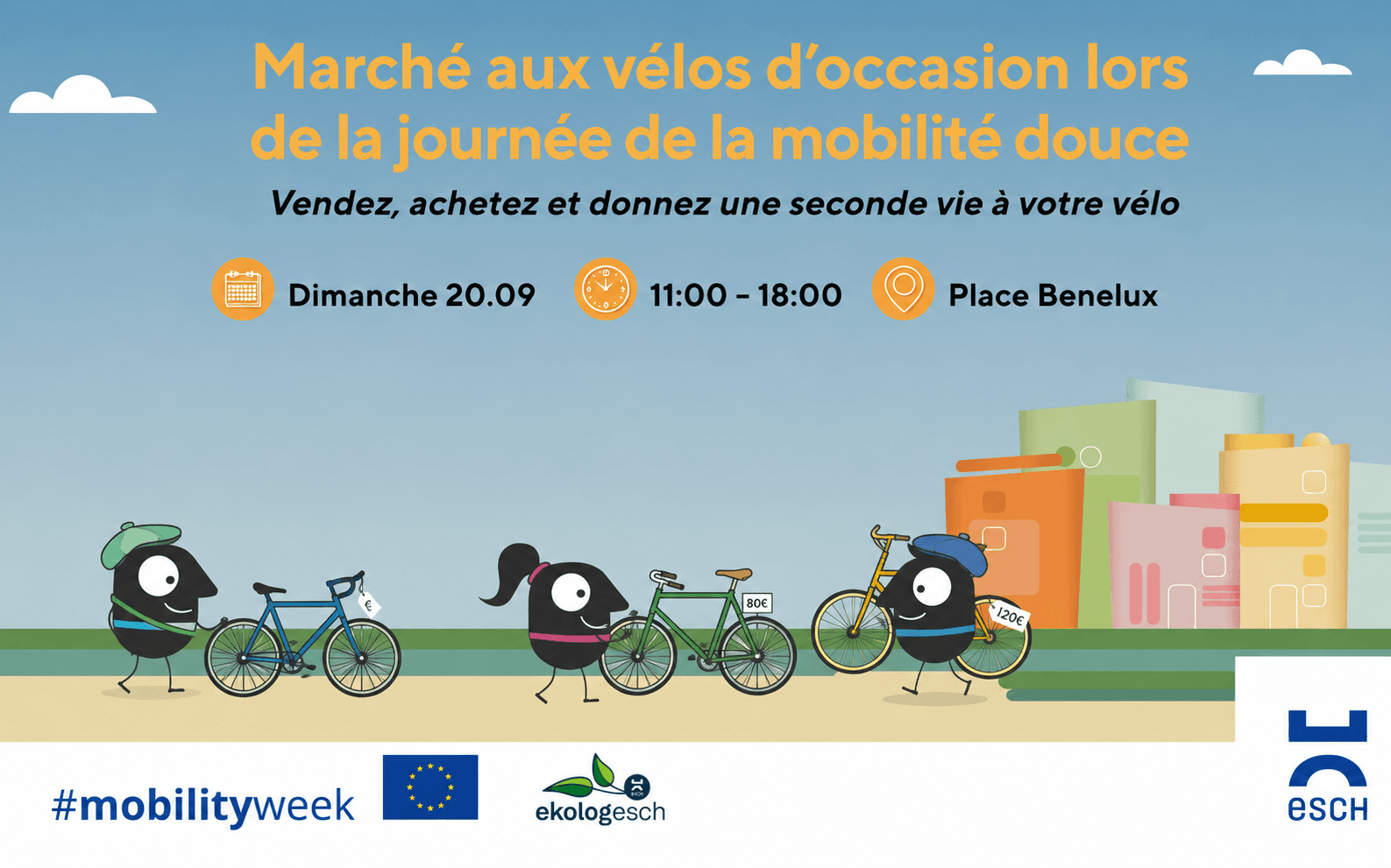 Marché aux vélos d’occasion lors de la journée de la mobilité douce