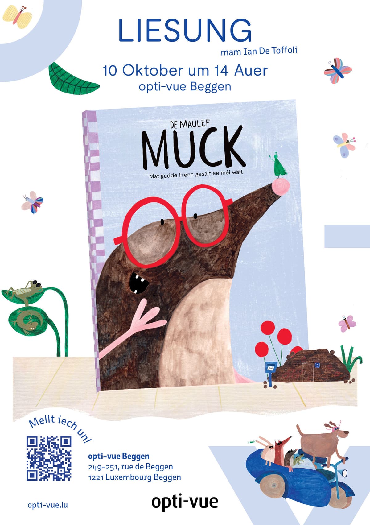 Lecture du livre "De Maulef, Muck - mat gudde Frënn gesäit ee méi wäit""