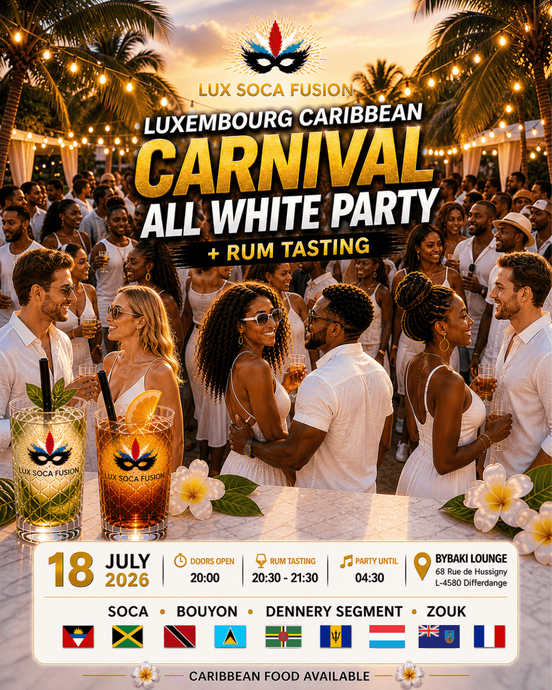 Caribbean white party and rum tasting