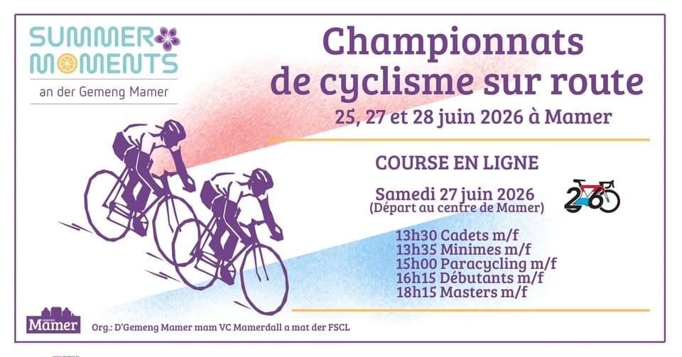 Championnats nationaux de cyclisme sur route - Cadets, Minimes, Paracyclisme, Débutants, Masters