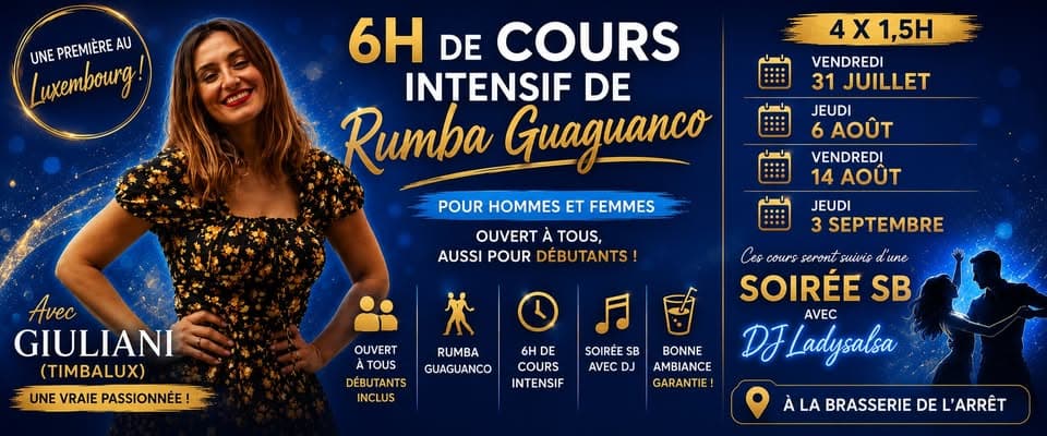 6 hours of intensive Rumba Guaguancó classes with Giuliana for men and women (4x1.5h)