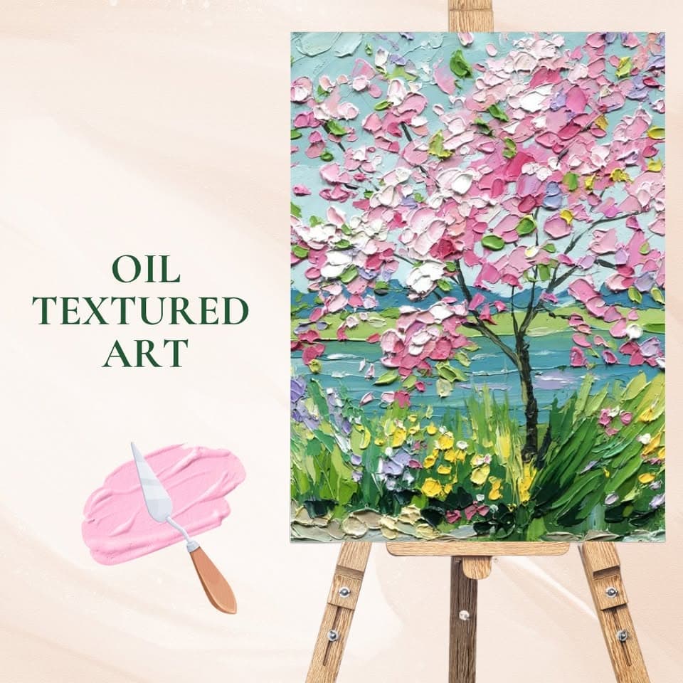 Atelier d'art à l'huile texturée