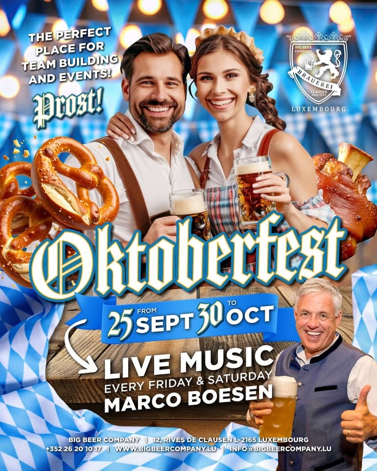 Oktoberfest 2026 : live music avec Marco Boesen - Big Beer Company Luxembourg