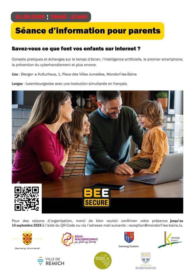 BEE SECURE - Soirée d'information pour parents