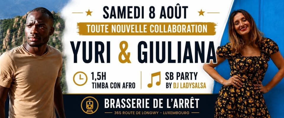Première ! Giuliana et Yuri pour 1h30 de Timba con Afro, SB Party avec DJ Ladysalsa (70 % salsa / 30