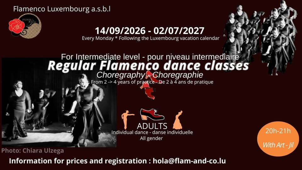 Flamenco adultes : intermédiaire 1 – chorégraphie chaque lundi