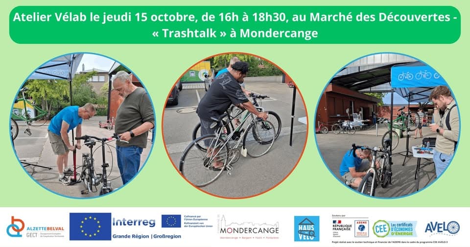 Bike information, collection and repair stand in Mondercange (Interreg Vélab project)