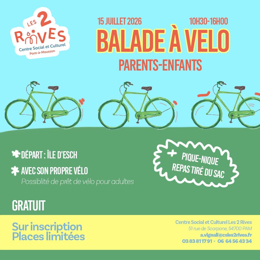 Balade à vélo Parents-Enfants – Mercredi 15 juillet 2026