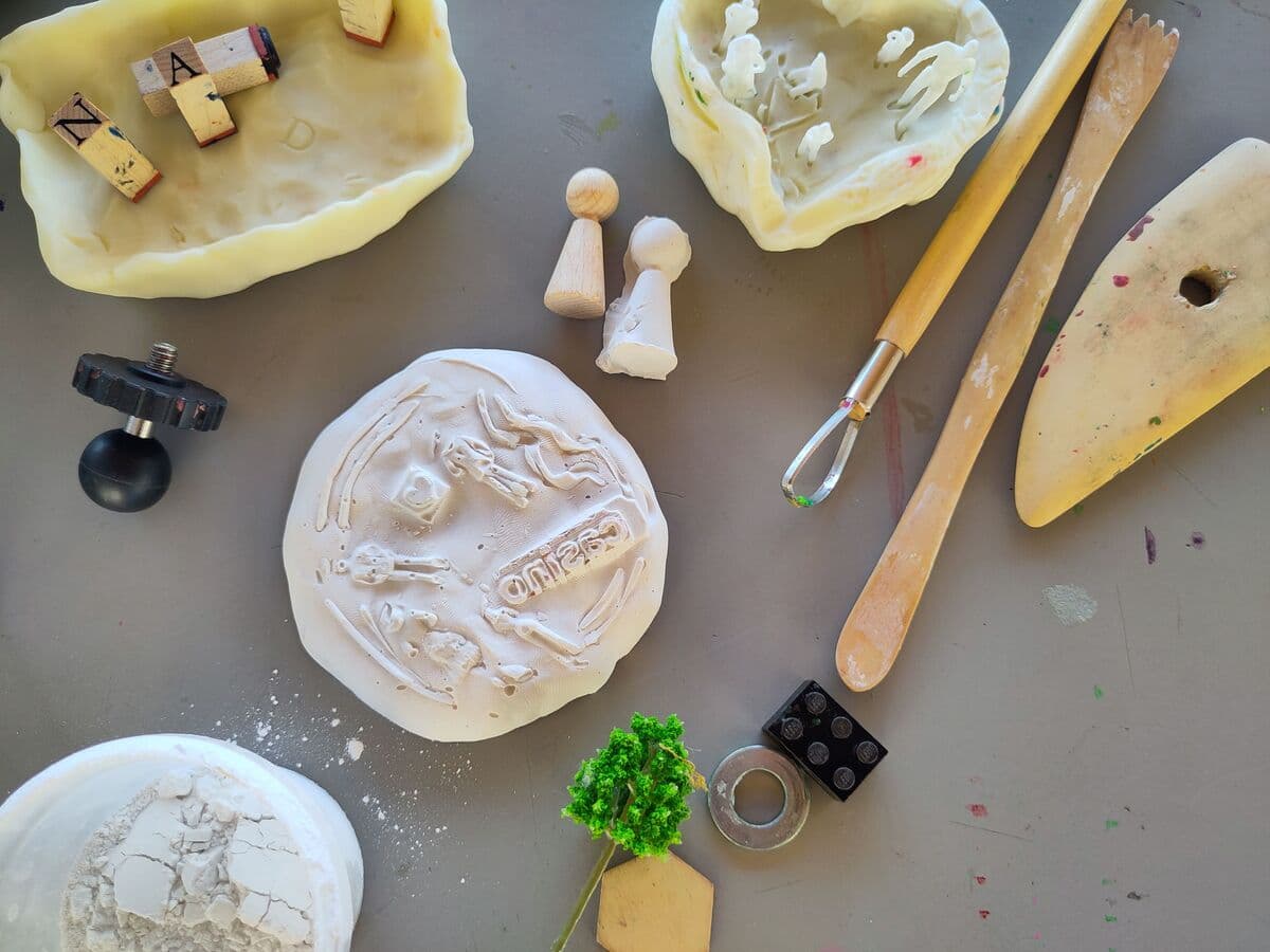 Found objects in plaster