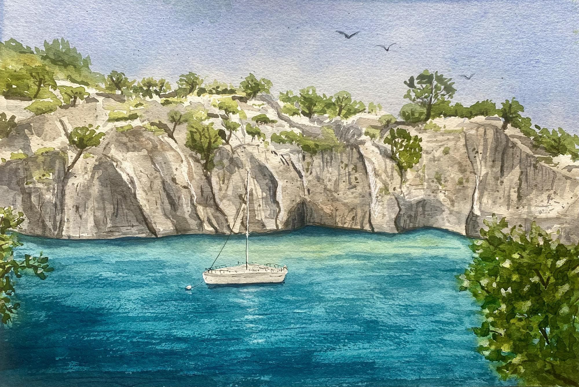 Atelier aquarelle - Croisière dans les Calanques