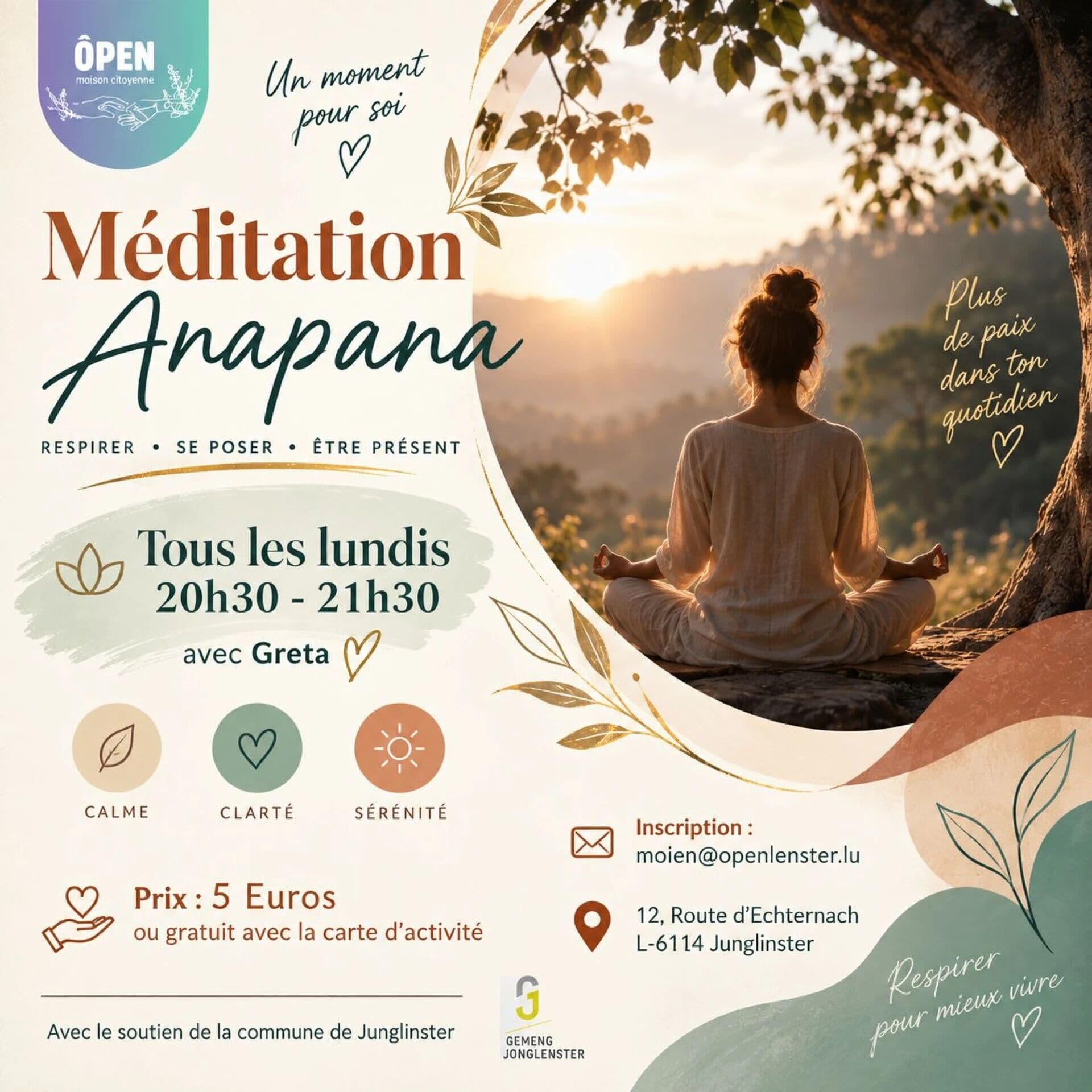 Méditation Anapana avec Greta