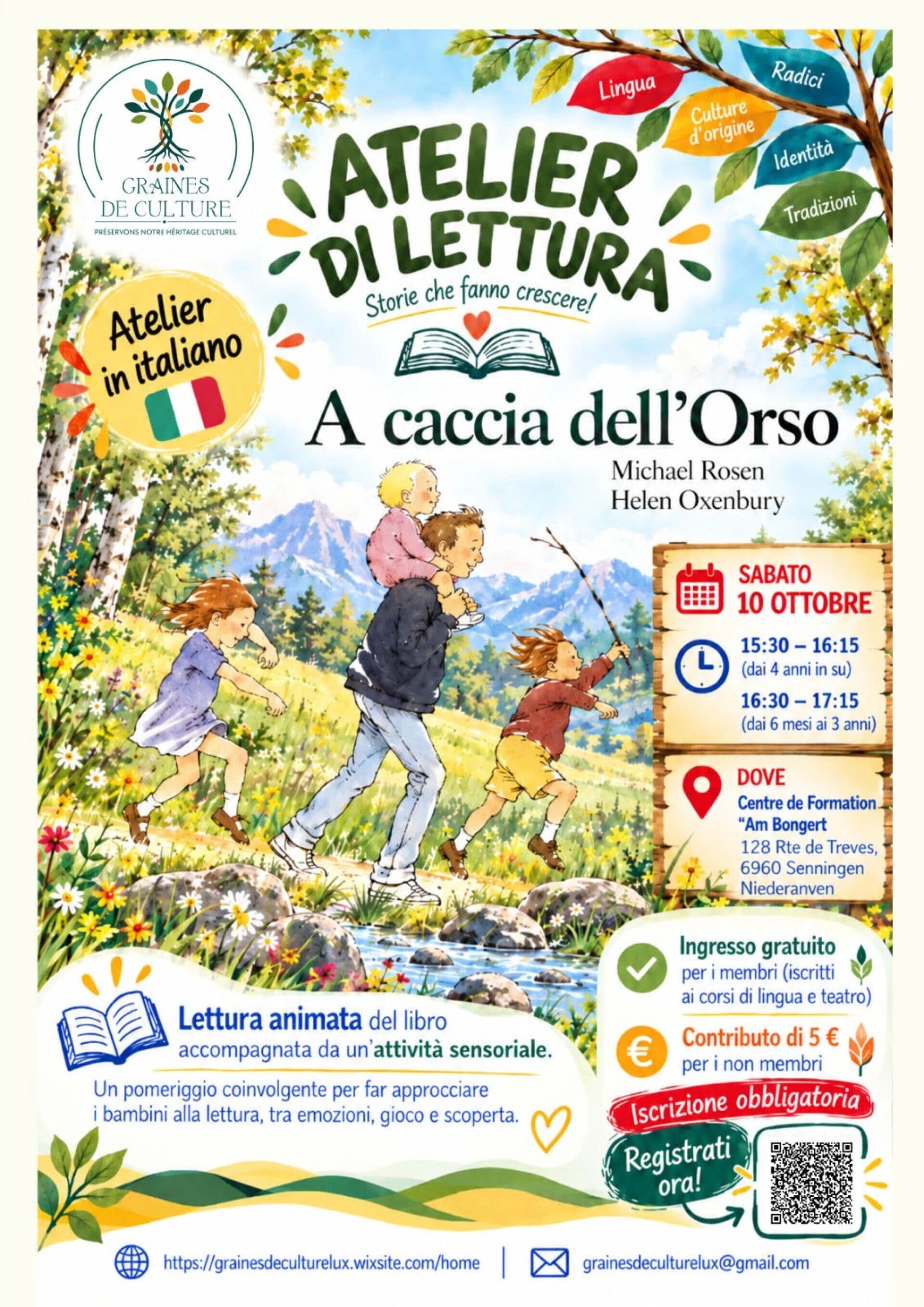 Atelier de lecture en italien pour enfants : « La chasse à l’ours »